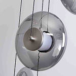 Люстра каскадная с 5-ю круглыми стеклянными плафонами дымчатого цвета и черными деталями Orbit Serenade варинант исполнения - 2 | Loft Concept в Сочи