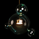 Подвесной светильник с прозрачными бирюзовыми стеклянными шарами и золотыми деталями Диаметр 43 Giopato & Coombes варинант исполнения - 6 | Loft Concept в Сочи