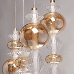 Люстра с плафонами из прозрачного и янтарного стекла в виде шаров и ромбов Gabriel Scott Luna варинант исполнения - 7 | Loft Concept в Сочи
