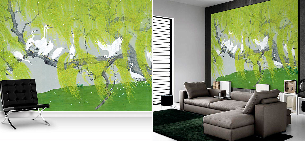 Обои ручная роспись Herons & Willows Spring Обои ручная роспись Herons & Willows Spring - Loft-Concept в Сочи