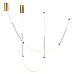 Подвесной светильник с 3-мя изогнутыми плафонами и белыми декоративными шариками PEARLS Suspension варинант исполнения - 4 | Loft Concept в Сочи