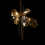 Люстра подвесная со стеклянными плафонами из дымчатого и золотистого с тремя вертикальными подвесками Gilded Mirage  варинант исполнения - 4 | Loft Concept в Сочи