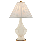 Настольная лампа с фактурным конусовидным абажуром и кожаным каркасом Malifis варинант исполнения - 3 | Loft Concept в Сочи