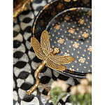 Блюдо черного цвета из фрафора на бронзовых ножках в виде стрекоз Eden Garden варинант исполнения - 5 | Loft Concept в Сочи