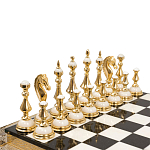 Шахматы из бронзы и натуральных камней Долерит и Мрамор с гравировкой Decorative Thematic Chess варинант исполнения - 2 | Loft Concept в Сочи