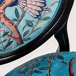 Стул из массива бука бирюзовый с изображением птиц в саду Turquoise Chinoiserie Blue Bird Chair варинант исполнения - 2 | Loft Concept в Сочи