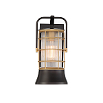 Настенный фонарь цилиндрической формы с рифленым стеклом в золотом каркасе на черном прямоугольном основании Eurofase варинант исполнения - 12 | Loft Concept в Сочи