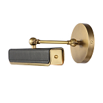 Светильник для картин цвет винтажная латунь с прямоугольным плафоном из кожи черного цвета Alora варинант исполнения - 2 | Loft Concept в Сочи