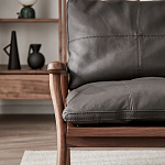 Кресло c каркасом из массива дерева и мягкой кожаной обивкой Walnut Armchair варинант исполнения - 10 | Loft Concept в Сочи