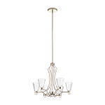 Люстра цвета никель с 6-ю рифлеными стеклянными плафонами и изогнутым каркасом Kichler варинант исполнения - 2 | Loft Concept в Сочи