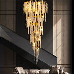 Люстра многоярусная с каркасом из металла и прозрачными подвесками FAIRYTREE Light варинант исполнения - 3 | Loft Concept в Сочи