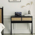 Дизайнерский письменный стол матово-чёрного цвета с 2-мя плетеными ящиками Glade Desk варинант исполнения - 2 | Loft Concept в Сочи