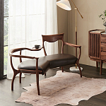 Кушетка с деревянным каркасом и сиденьем из коричневой натуральной кожи Moon Walnut Furniture варинант исполнения - 6 | Loft Concept в Сочи