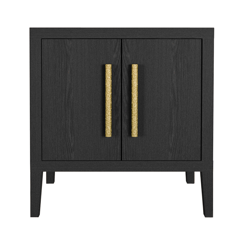 Тумбочка Primo с дверцами шпон Черный дуб Черный Золотой в Сочи | Loft Concept 