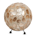 Настольная лампа из перламутра на металлическом каркасе Indonesian Circle варинант исполнения - 3 | Loft Concept в Сочи