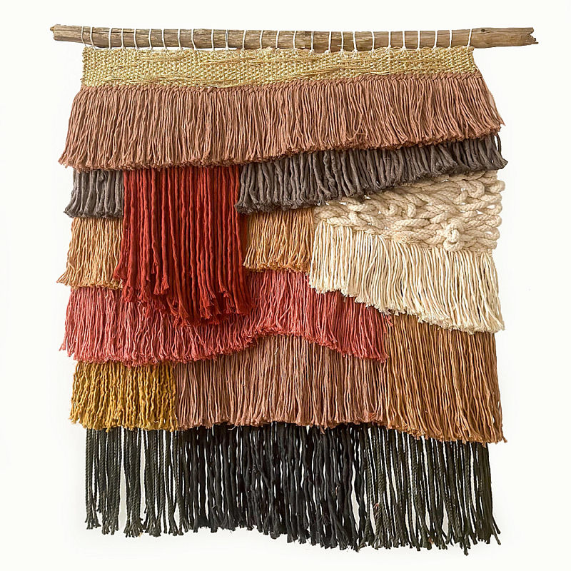 Текстильное Панно с бахромой Бежевый Терракотовый в Сочи | Loft Concept 