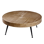 Журнальный столик с круглой фактурной столешницей из натурального дерева Vortex варинант исполнения - 1 | Loft Concept в Сочи