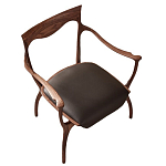 Стул деревянный с мягким сиденьем из коричневой натуральной кожи Moon Walnut Furniture варинант исполнения - 13 | Loft Concept в Сочи