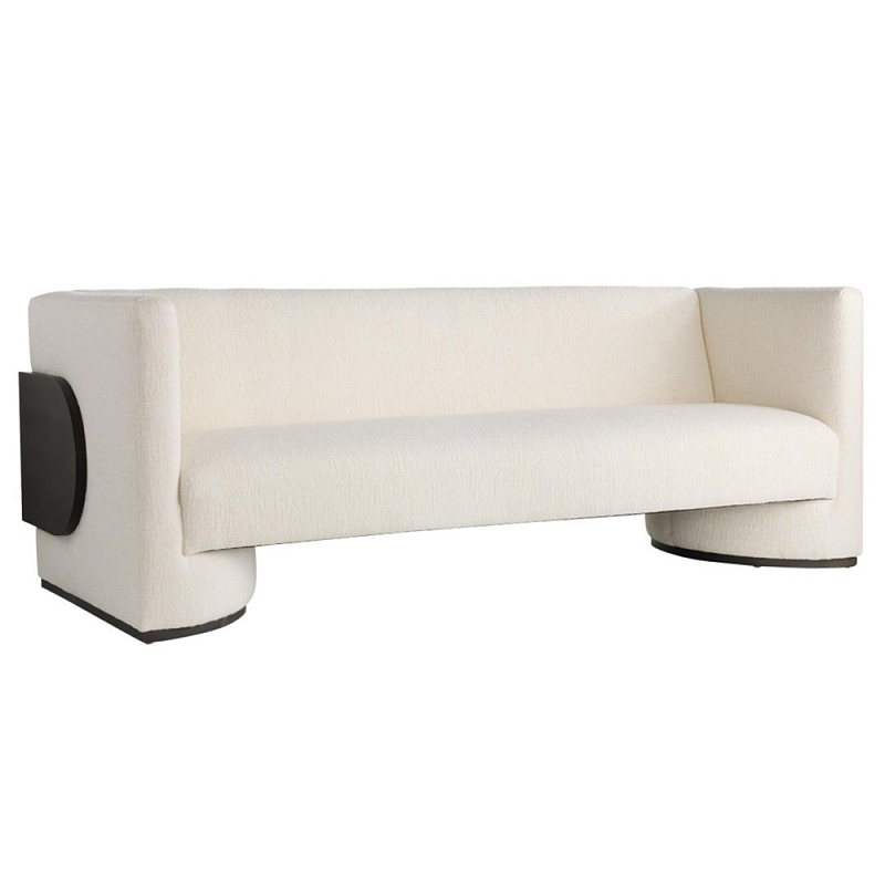 Трехместный диван Florida Sofa с элегантным деревянным декором Белый Черный Трехместный диван Florida Sofa с элегантным деревянным декором Белый Черный в Сочи | Loft Concept