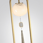 Торшер с шарообразным плафоном из белого стекла с подвеской из камня и длинной кисточкой Agatelle варинант исполнения - 4 | Loft Concept в Сочи