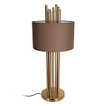 Настольная лампа с цилиндрическим абажуром из коричневой ткани и золотыми трубочками Brown Aura варинант исполнения - 2 | Loft Concept в Сочи