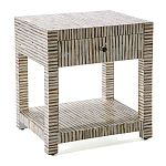 Тумбочка прикроватная Vancouver Bone Inlay Bedside Beige варинант исполнения - 1 | Loft Concept в Сочи