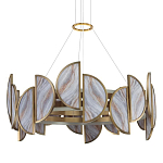 Люстра круглая с полукруглыми плафонами из искусственного алебастра в бронзовой оправе Marbella варинант исполнения - 1 | Loft Concept в Сочи