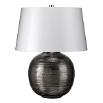 Настольная лампа с круглым фарфоровым основанием ручной работы с покрытием глазурью и белым абажуром из искусственного шелка Elstead Lighting варинант исполнения - 1 | Loft Concept в Сочи