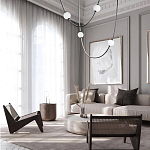 Подвесной светильник в форме дуги с белыми шарообразными плафонами Flos Wireline Lighting варинант исполнения - 4 | Loft Concept в Сочи