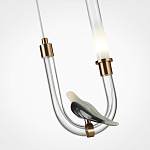 Подвесной светильник с декоративной фигуркой птицы на прозрачной изогнутой трубке Ganthea варинант исполнения - 5 | Loft Concept в Сочи