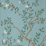 Обои ручная роспись Gustavian Garden Special Colourway on Duck Egg dyed silk варинант исполнения - 1 | Loft Concept в Сочи
