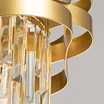 Люстра цвета матового золота с металлическими лентами и длинными прозрачными подвесками Gilded Waves варинант исполнения - 9 | Loft Concept в Сочи