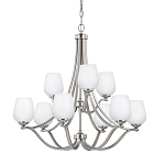 Люстра двухъярусная с белыми матовыми стеклянными плафонами в форме винных бокалов Feiss варинант исполнения - 1 | Loft Concept в Сочи