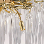 Люстра золотого цвета с декоративными ветками и длинными прозрачными стеклянными подвесами в форме сосулек Droplet Chandelier варинант исполнения - 9 | Loft Concept в Сочи