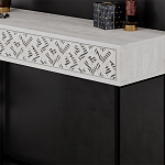 Консоль напольная пыльного белого цвета с выдвижным ящиком с резным орнаментом HEATON CONSOLE OAK варинант исполнения - 4 | Loft Concept в Сочи