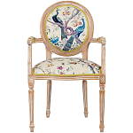 Полукресло из массива бука бежевое с изображением птиц и цветов Beige Green Chinoiserie Garden Chair варинант исполнения - 1 | Loft Concept в Сочи