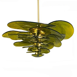 Люстра из оливкового стекла в форме листьев лотоса Glass Pink Sculpture