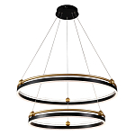 Люстра подвесная с двумя кольцами черного и золотого цвета Ring Horizontal варинант исполнения - 1 | Loft Concept в Сочи