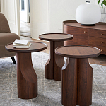 Круглый приставной стол из массива ореха Balu Wooden Side Table варинант исполнения - 7 | Loft Concept в Сочи