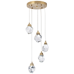 Каскадная люстра с 5-ю хрустальными плафонами Esme Crystal Brass Chandelier варинант исполнения - 1 | Loft Concept в Сочи