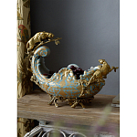 Чаша голубого цвета с оранментом и и бронзовыми фигурами леопардов Eden Garden варинант исполнения - 6 | Loft Concept в Сочи