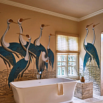 Обои ручная роспись Sarus Cranes Colourway SC-208 on Raw Silk dyed silk варинант исполнения - 1 | Loft Concept в Сочи