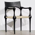 Стул дизайнерский с плетеным сидением Kronos Dining Chair Black варинант исполнения - 1 | Loft Concept в Сочи